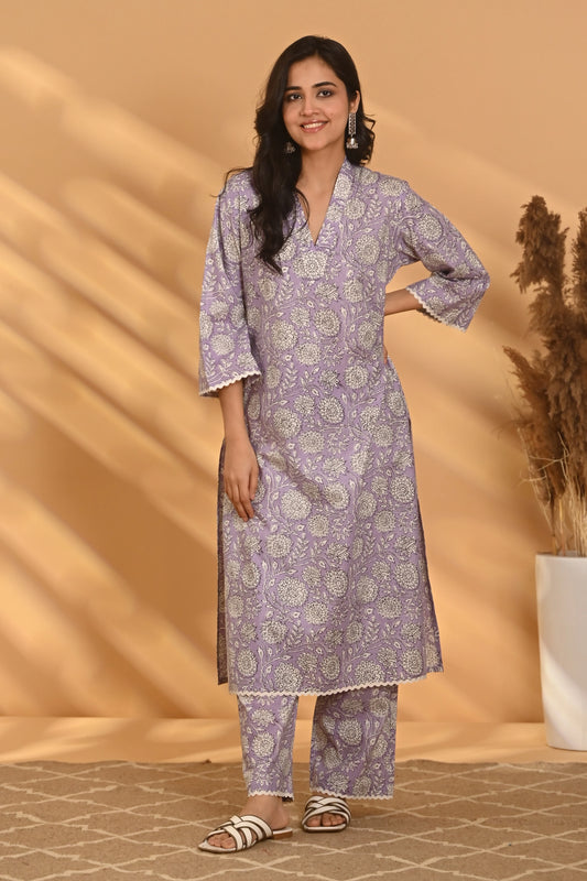 Iraāvi Kurta Pant Set - Lavender