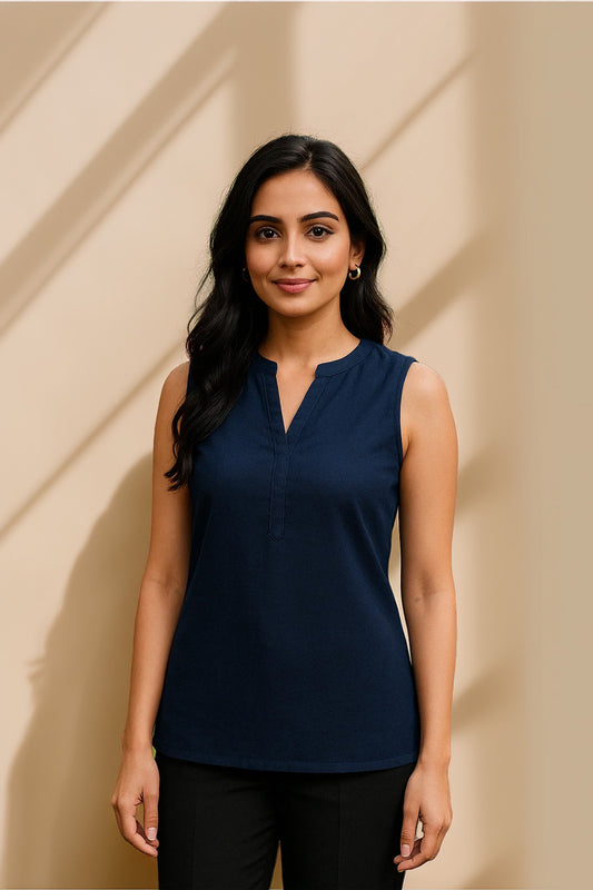 Kéya Sleeveless Top- Navy Blue