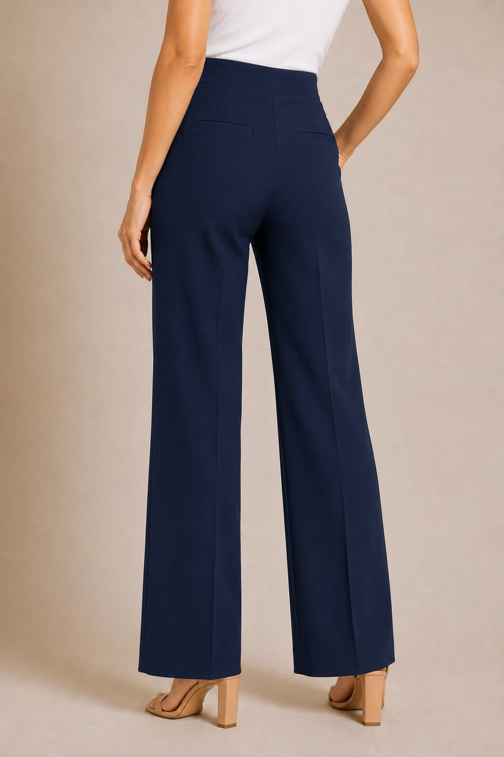 Navy Flare-Leg Trousers for Women
