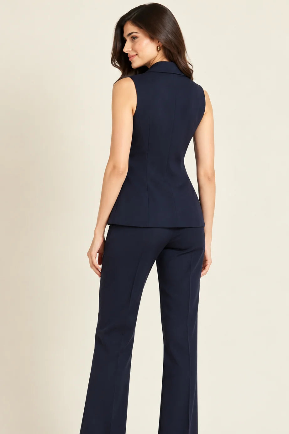Nyla Navy Sleeveless Blazer