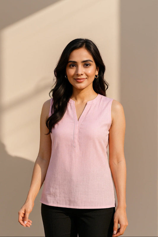 Kéya Sleeveless Top- Pastel Pink