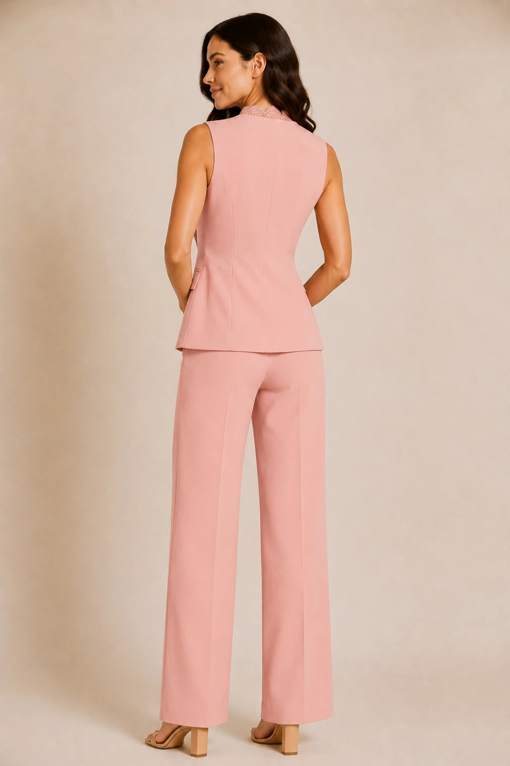 Blush Pink Flare-Leg Trousers for Women