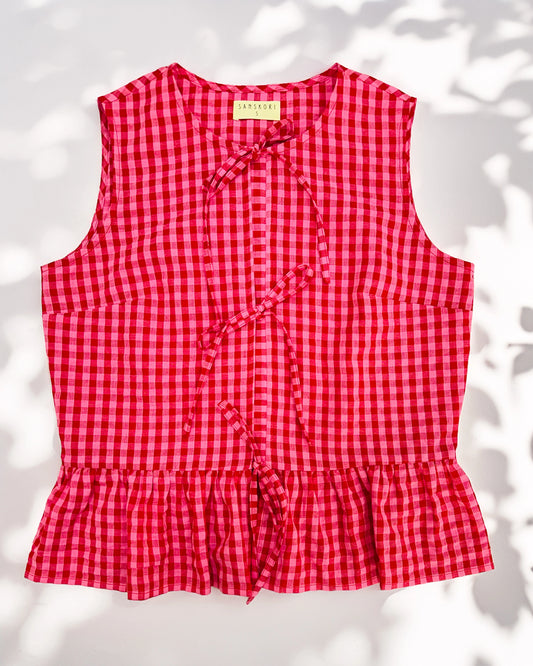 Crossline Sleeveless Top with Tie Ribbons
