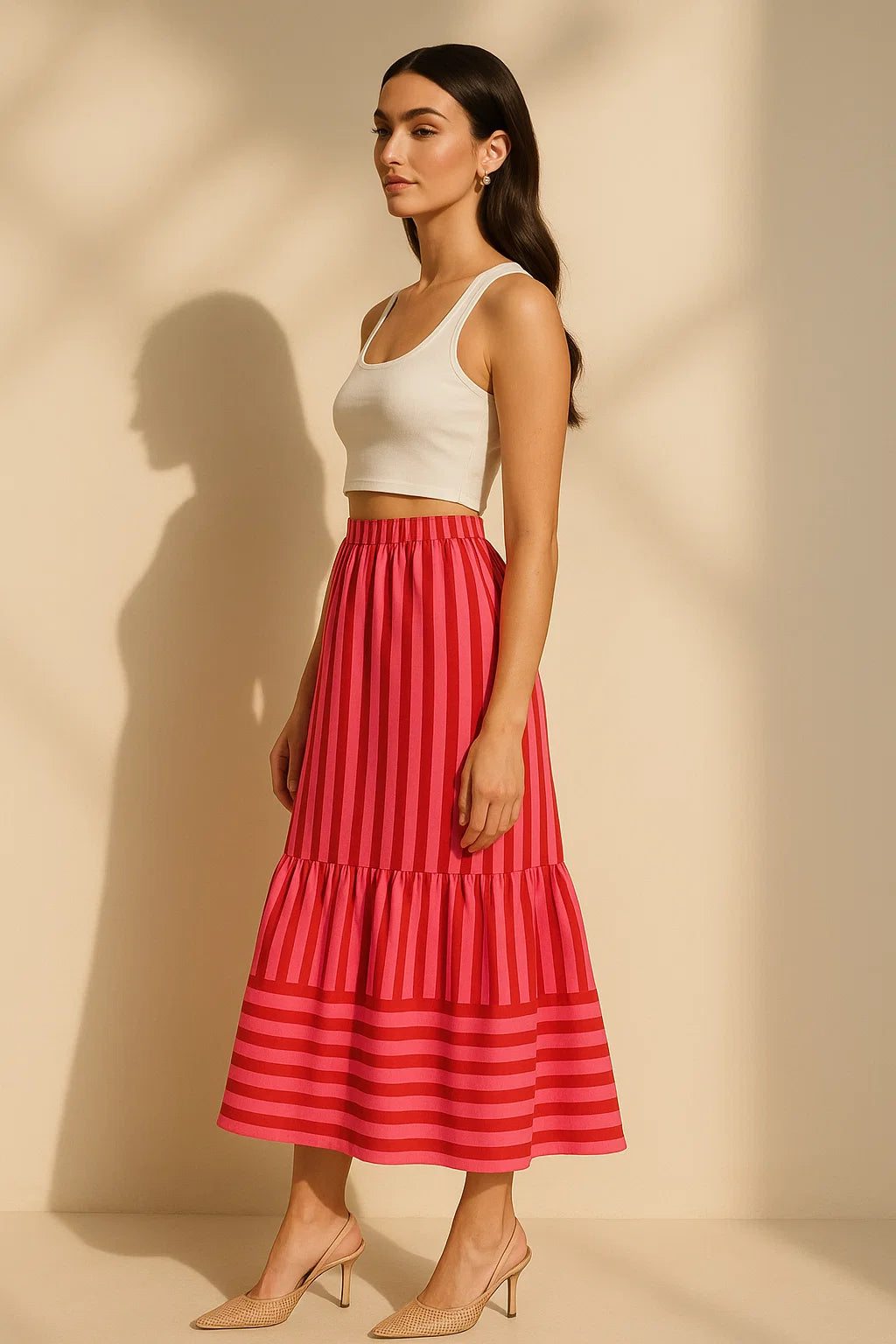Rose Ember Midi Skirt