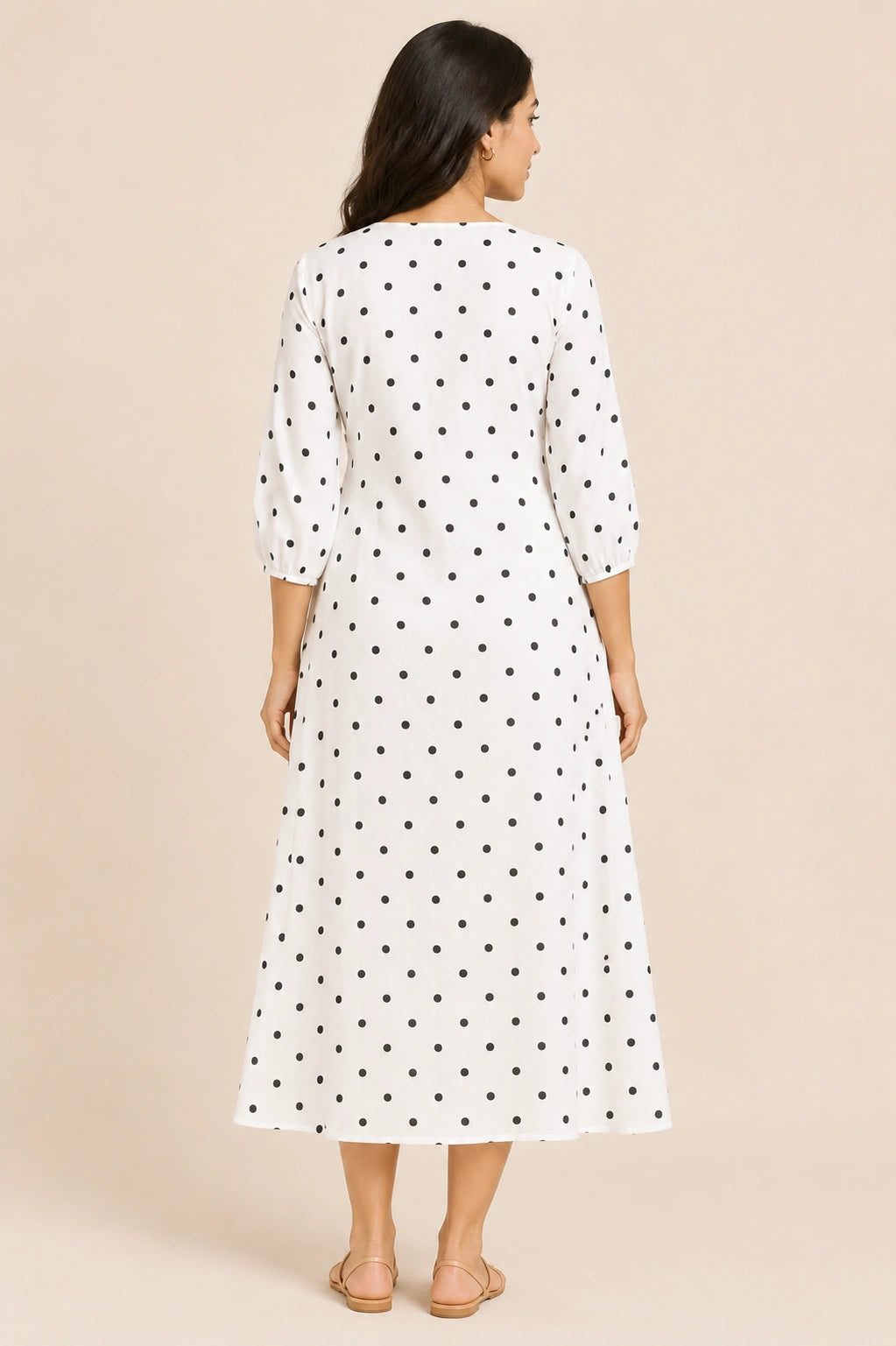 Noir V-Neck Button-Down Midi Dress