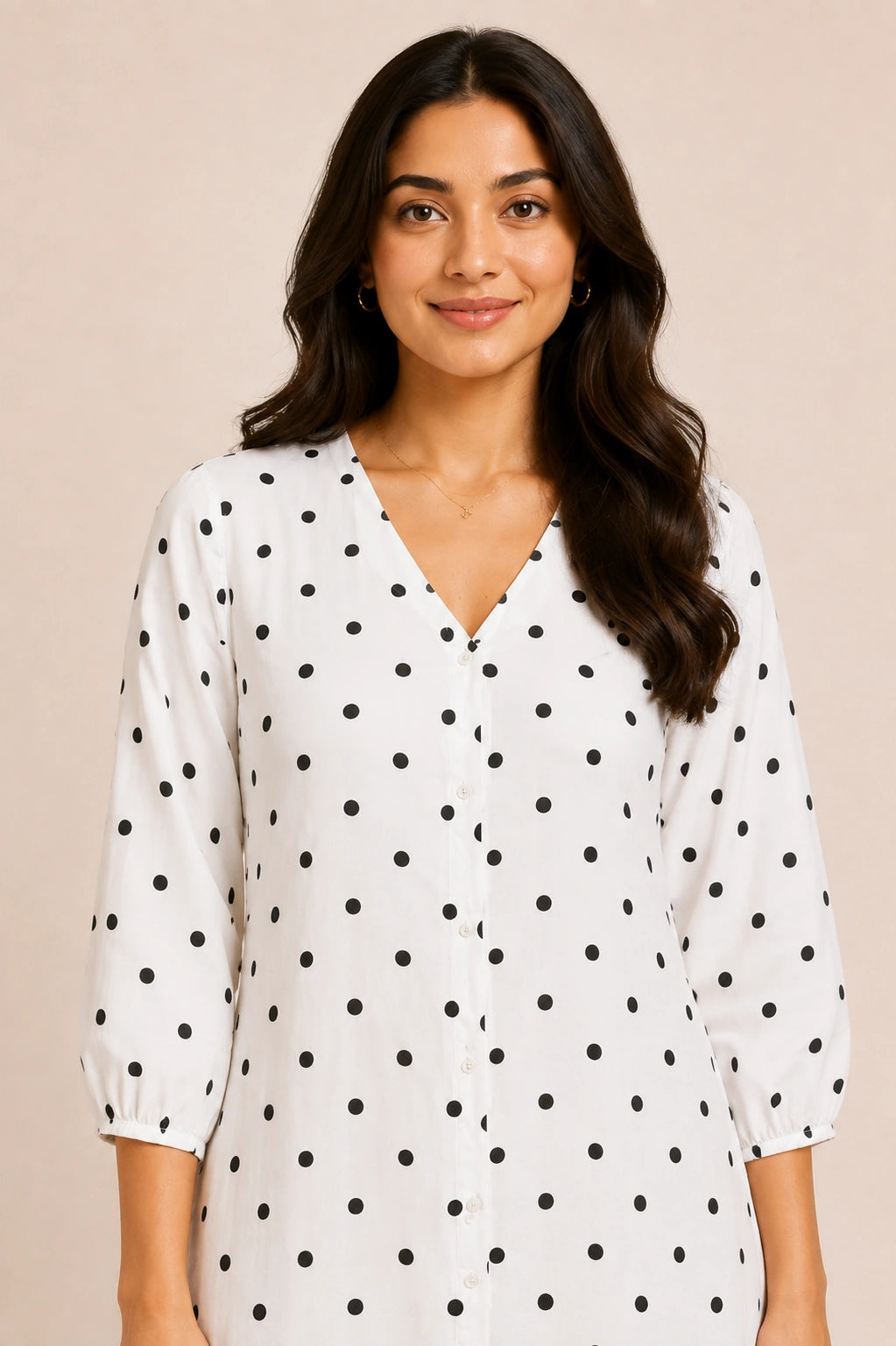 Noir V-Neck Button-Down Midi Dress