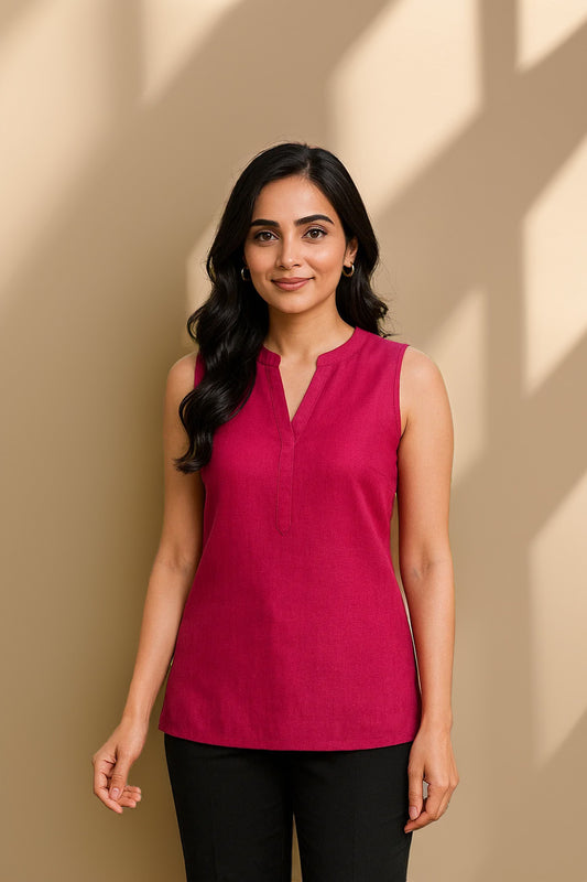 Kéya Sleeveless Top- Raspberry Pink