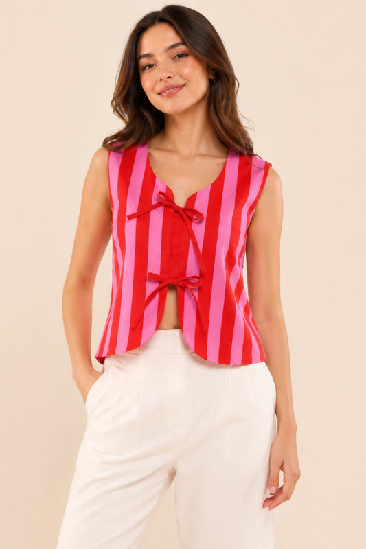 Pink Stripes Vest Top
