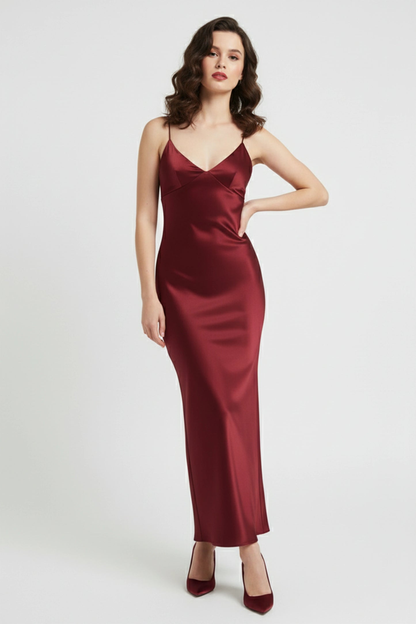 Red Satin Slip Dress
