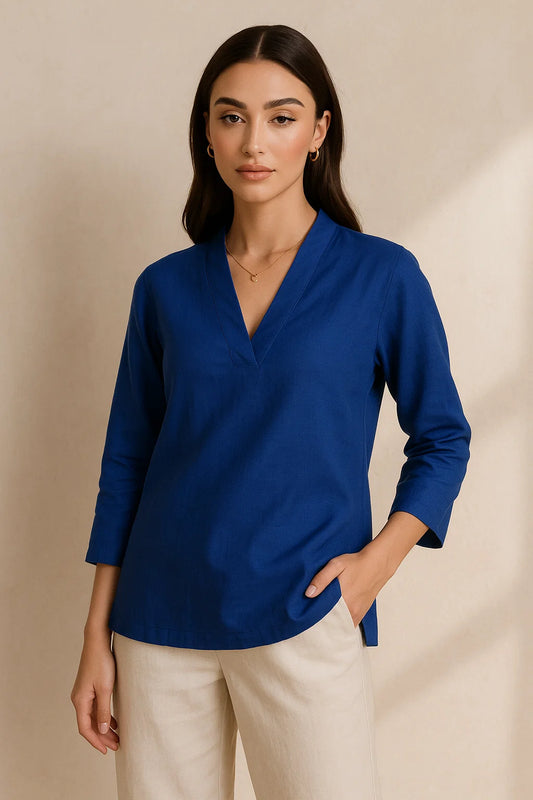 Luna Short Kurta Top - Royal Blue