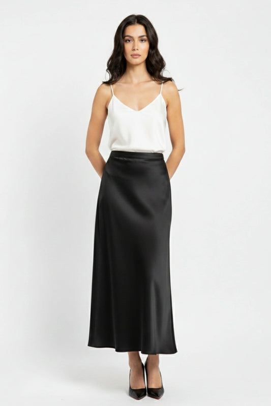 Black Satin Skirt