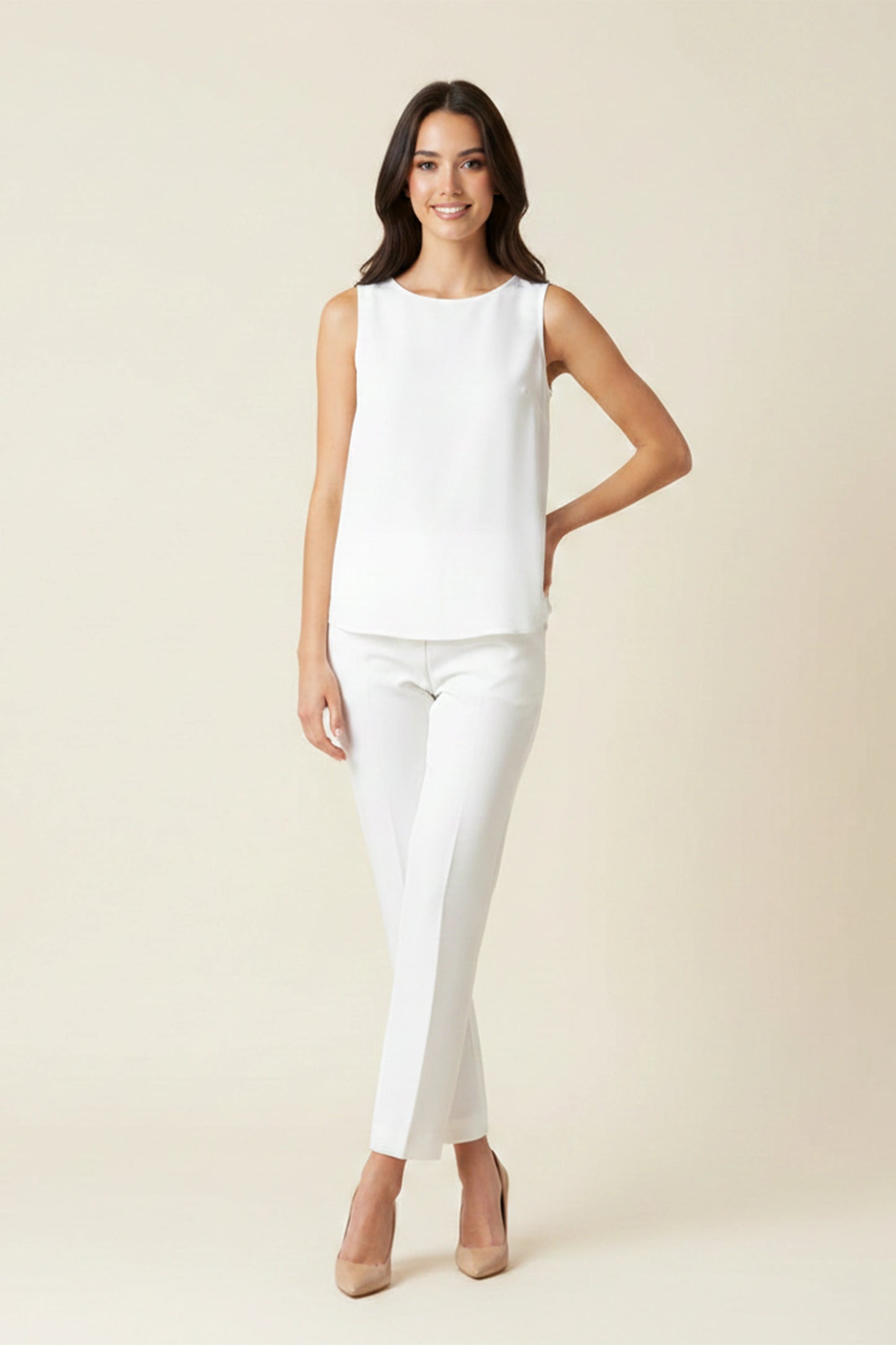 White Straight-Leg Trouser