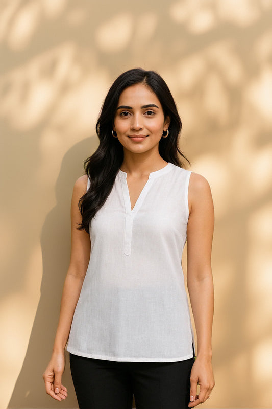 Kéya Sleeveless Top- White
