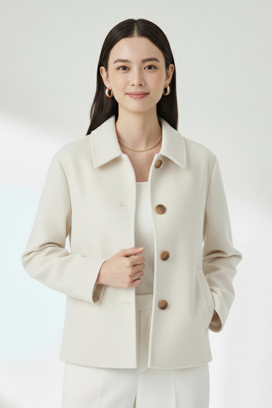 Felt Short Coat- Ivory