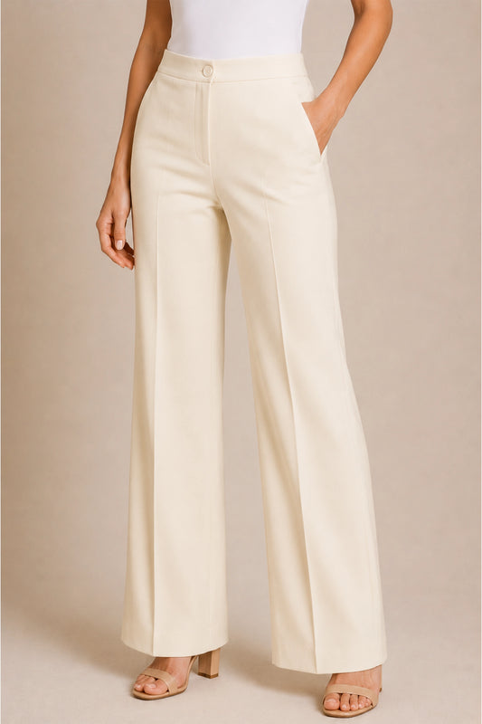Ivory Flare-Leg Trousers for Women