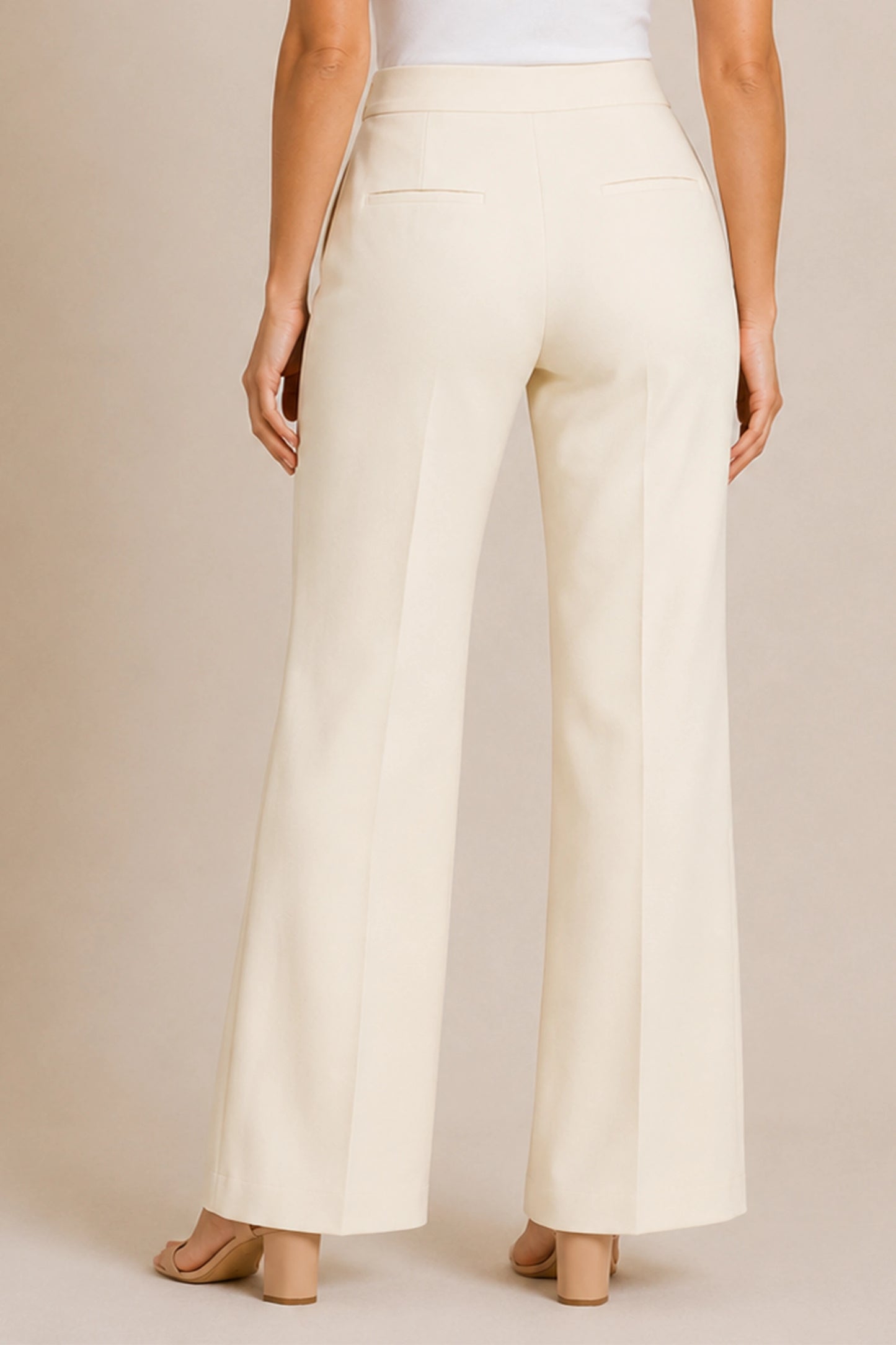 Ivory Flare-Leg Trousers for Women