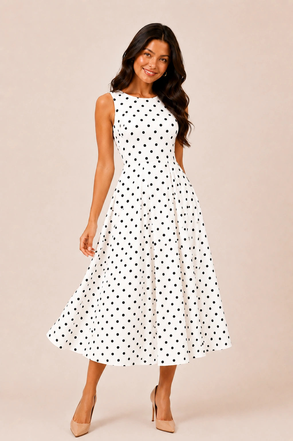 Classic Polka Midi Dress
