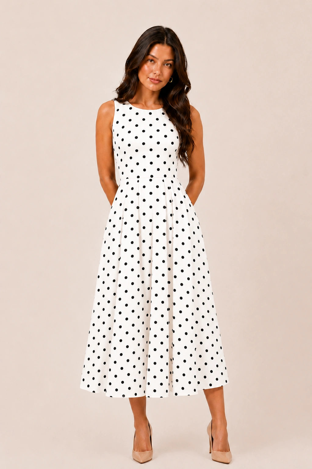 Classic Polka Midi Dress