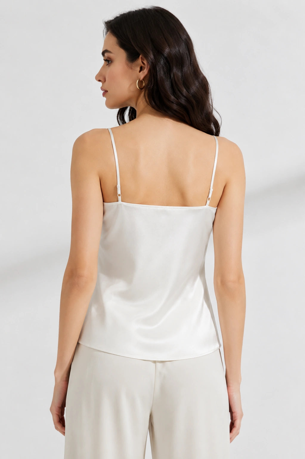 Satin Spaghetti Strap Top - White