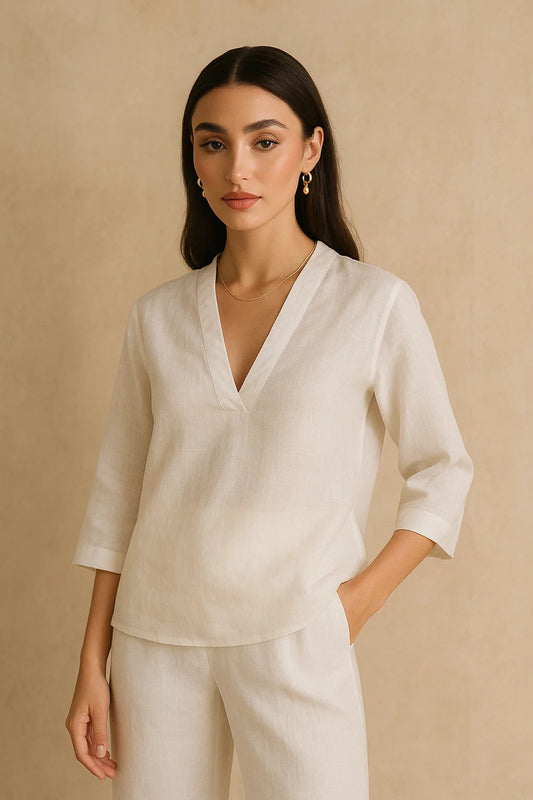 Luna Short Kurta Top - White