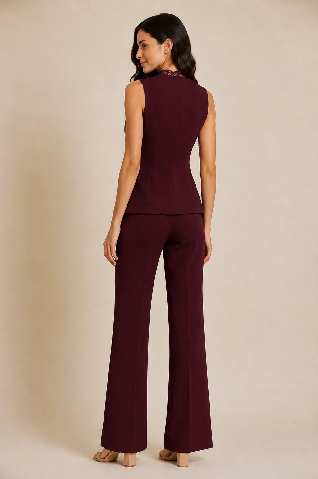 Wine Flare-Leg Trousers for Women