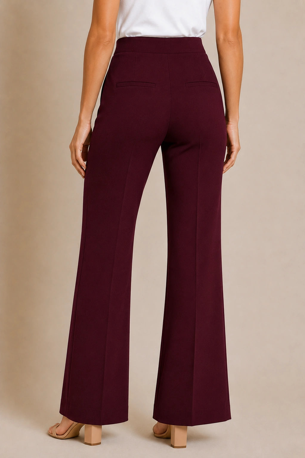 Wine Flare-Leg Trousers for Women