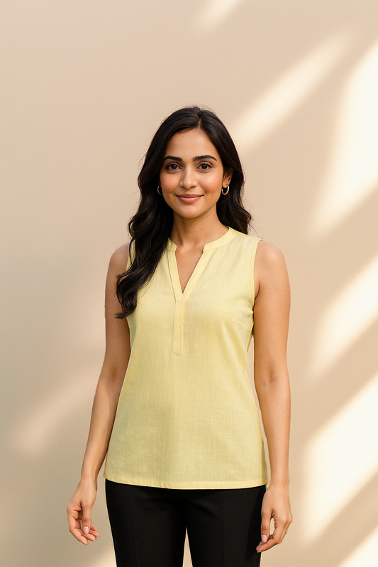 Kéya Sleeveless Top- Pastel Yellow