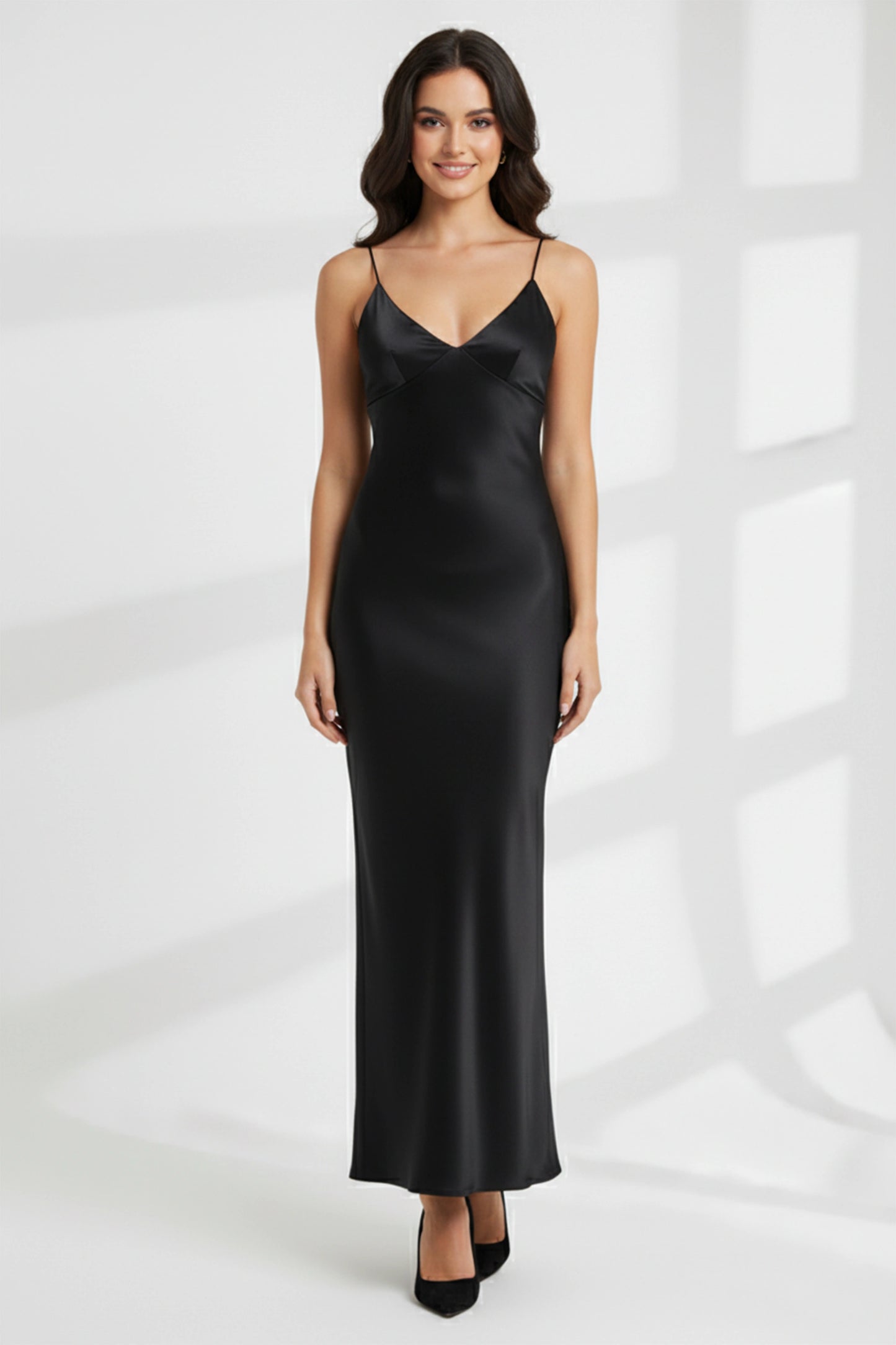 Black Satin Slip Dress