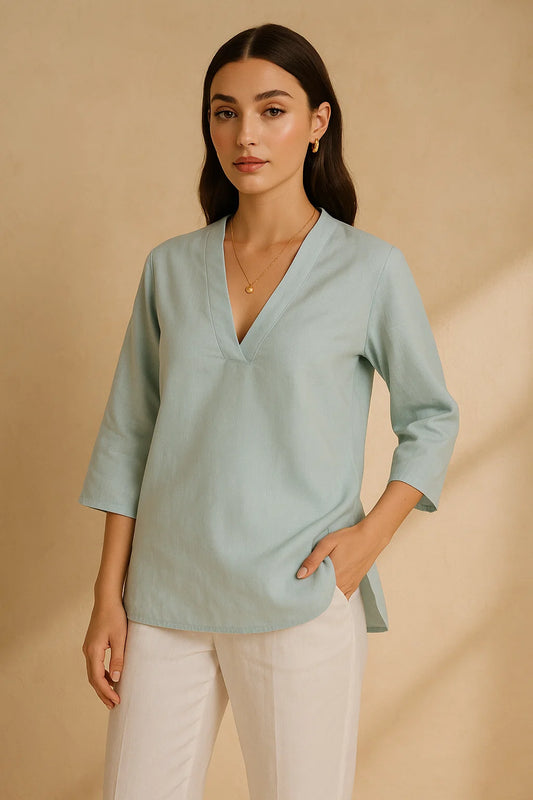 Luna Short Kurta Top - Blue