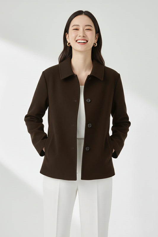 Felt Short Coat - Brown
