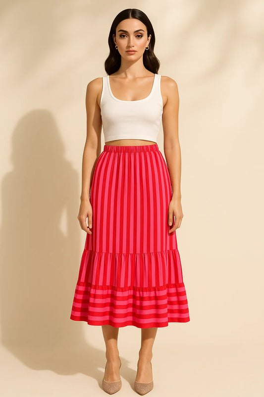 Rose Ember Midi Skirt