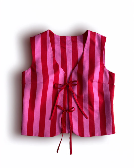 Pink Stripes Vest Top